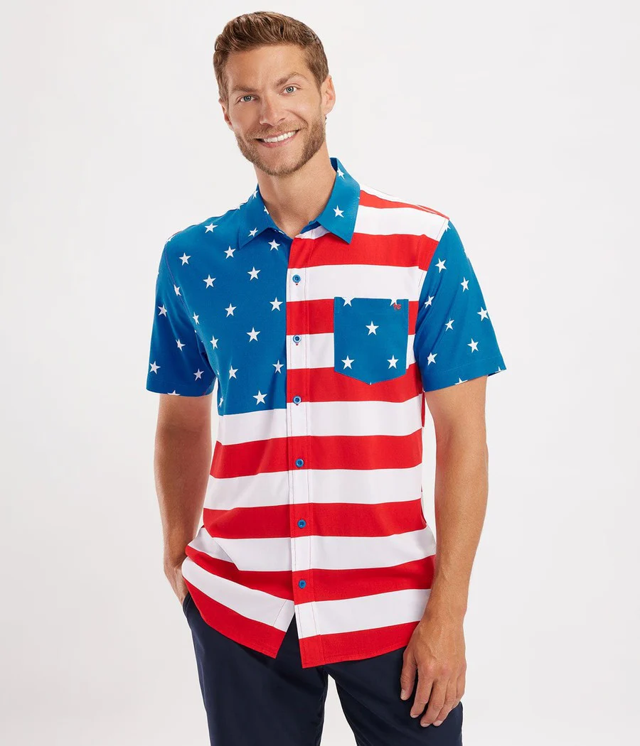 Men's American Flag Button Down Shirt - Image 3