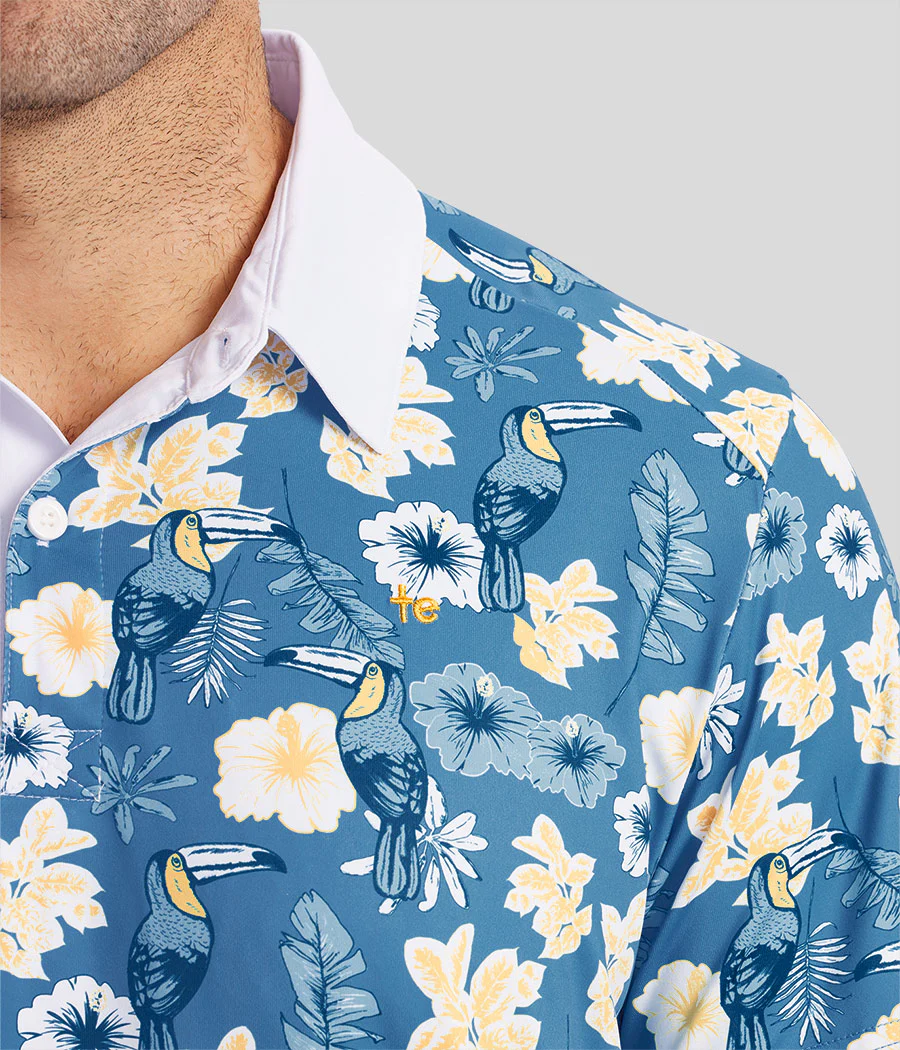 Men's Blue Botanics Golf Polo - Image 4