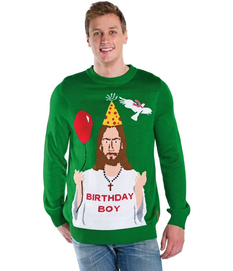 Men's Happy Birthday Jesus Ugly Christmas Sweater - Image 4