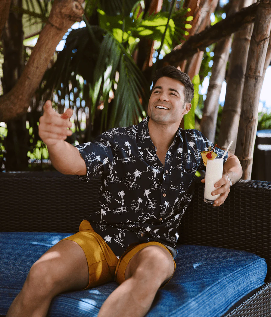 Men's Monochrome Moonlight Hawaiian Shirt - Image 5