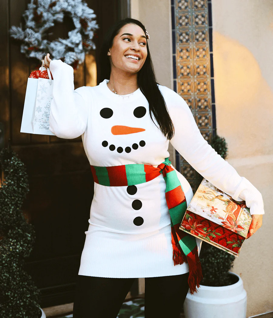 Women's Snowman Scarf Sweater Dress - Image 3