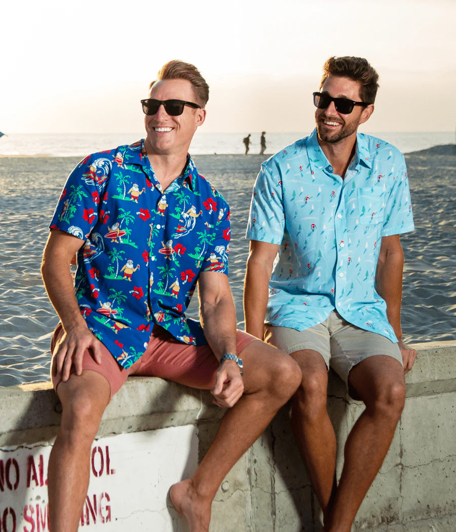 Men's Surf's Up Santa Hawaiian Shirt - Image 4