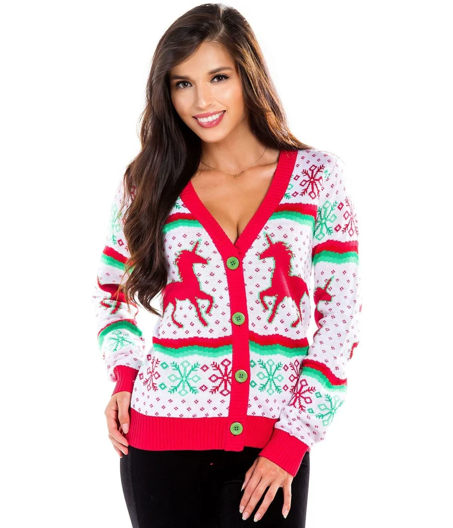 Women's Christmicorn Cardigan Sweater - Image 5