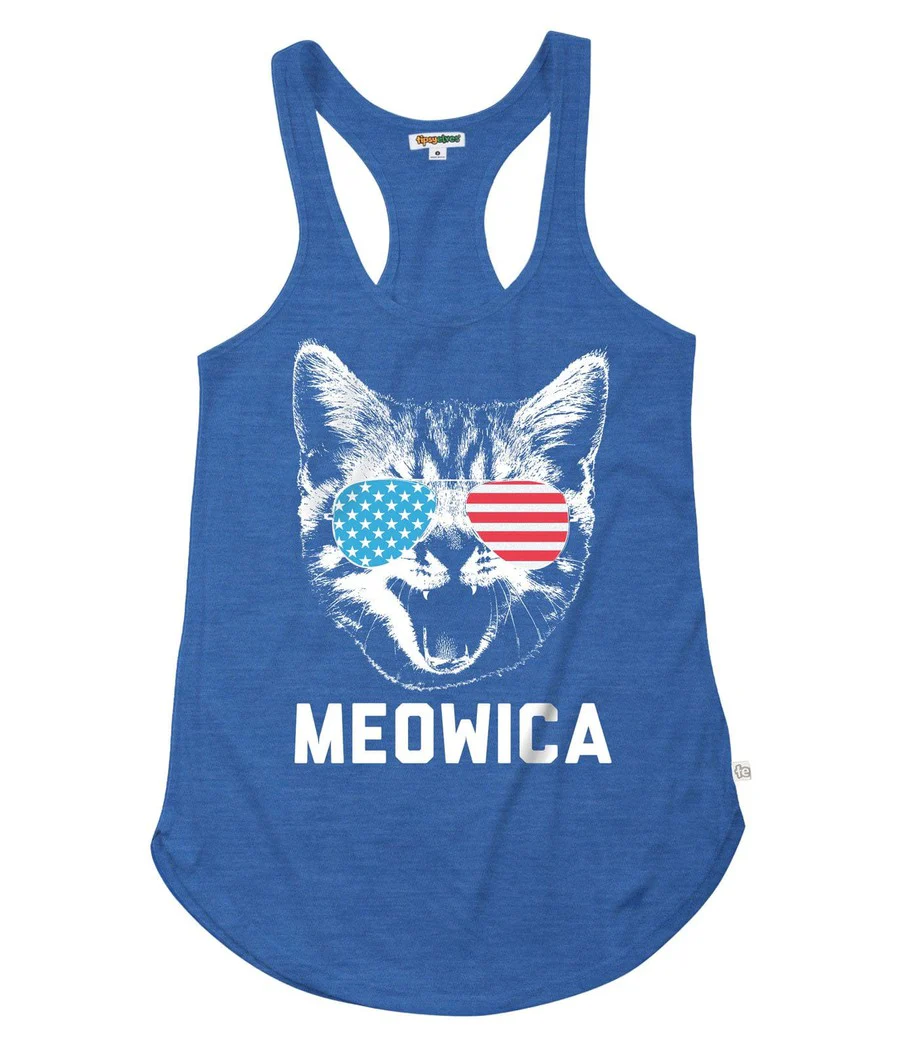 Women's Blue Meowica Tank Top - Image 4
