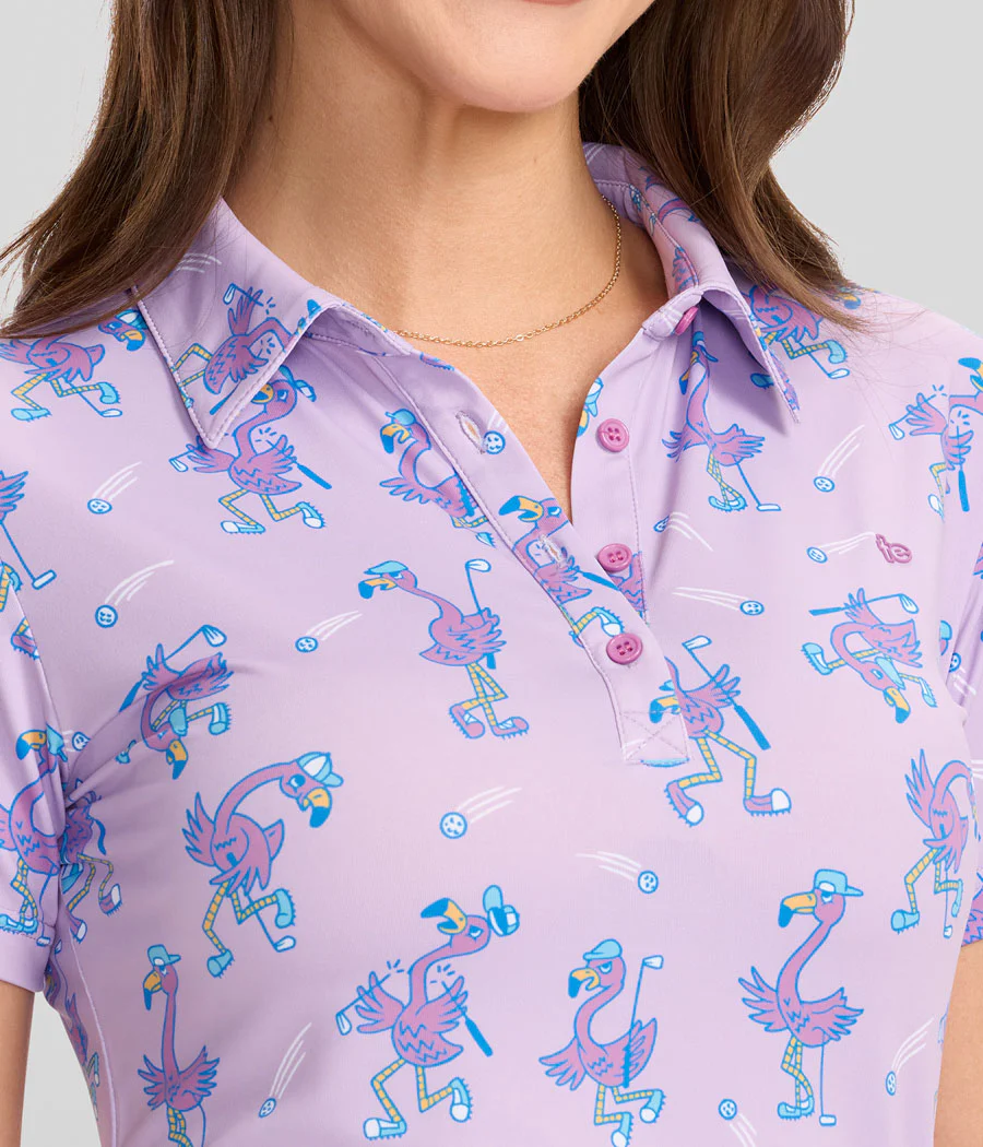 Women's Flamingo Fiasco Short-Sleeve Golf Polo - Image 3